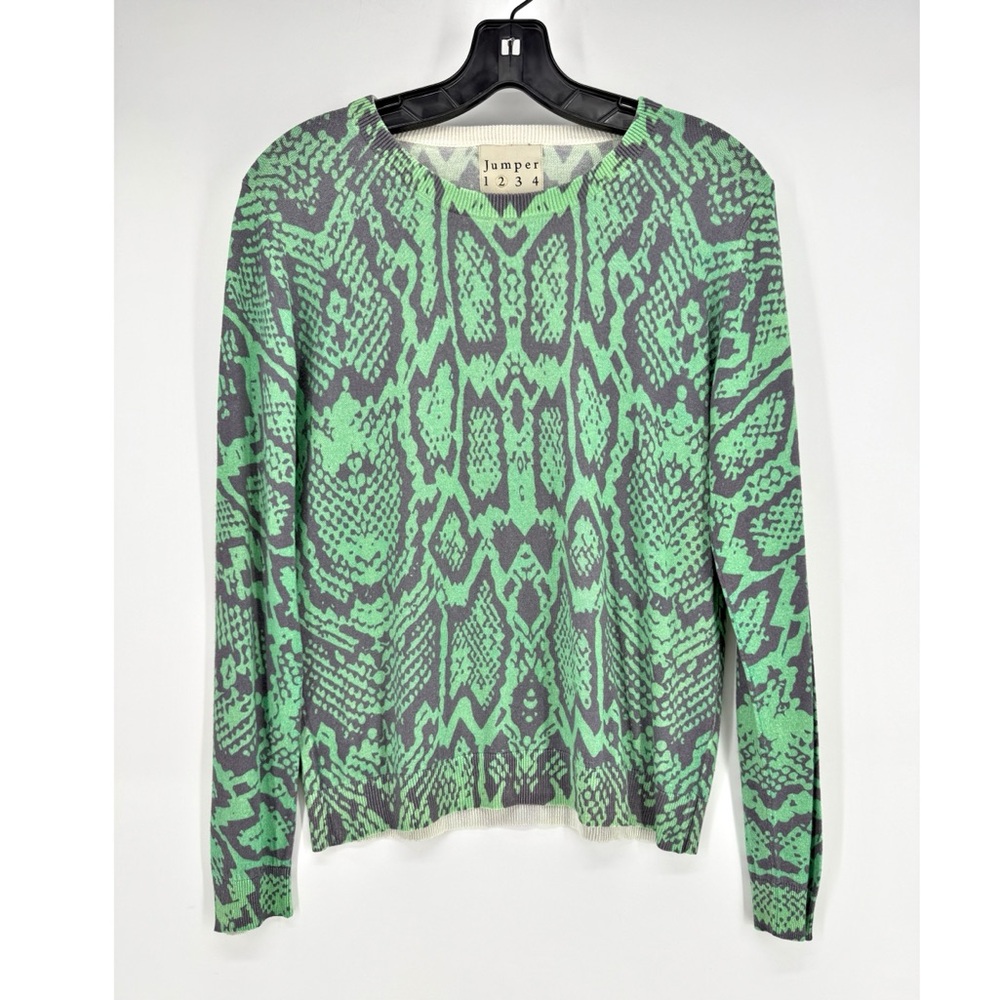 Jumper 1234 Snake Crew Sweater size 2/S Green Cashmere Silk Blend - Picture 1 of 6